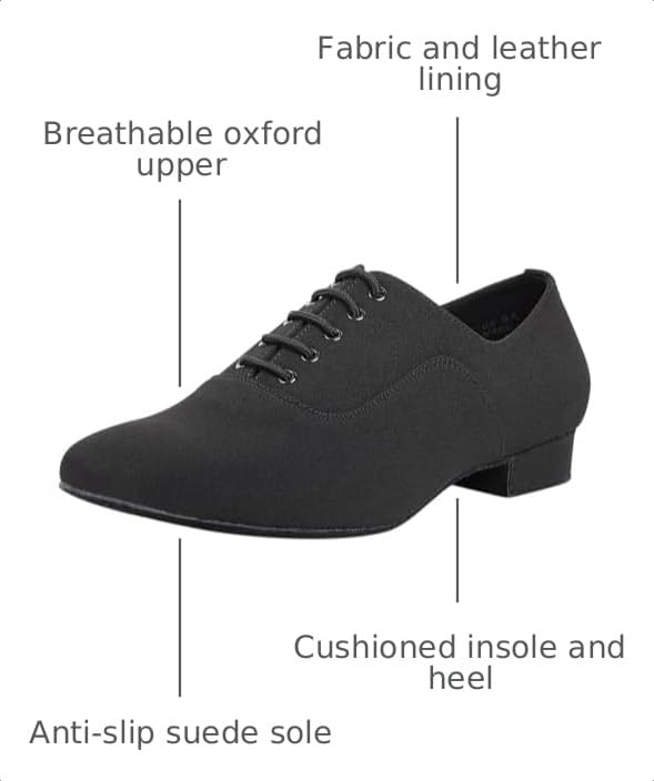 Image of Linodes Breathable Oxford Men's Latin Dance Shoes 1 Inch Leather Sole Ballroom Salsa Tango Waltz Character Shoe