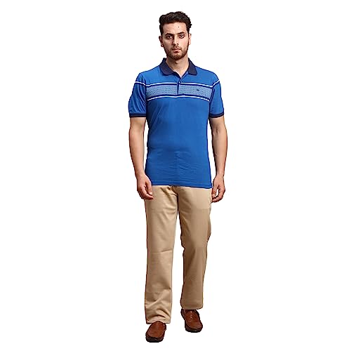 Image of Colorplus Men's Cotton Blend Solid Piece Dyed Pattern Tailored Fit Flat Front Casual Trouser