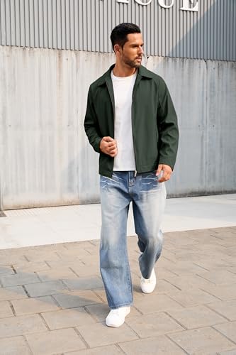 Image of QTE Lightweight Jackets for Men Casual Windbreaker Stylish Light Fall Spring Golf Work Dress Business Coat