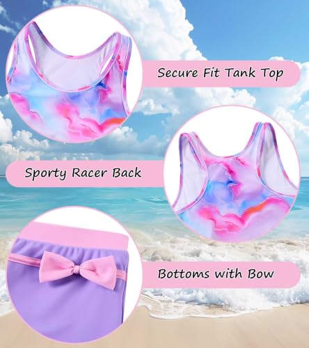 Image of Belovecol Girls Swimsuits 2Pcs Tankini Bathing Suit 4-16Y Bra Pads for 12Y+