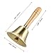 SINJEUN 4 PCS 6 Inch Brass Hand Bell, Solid Brass Hand Call Bells with Wooden Handle, Loud Ringing Bell Restaurant Call Service Bell for Christmas, School, Home, Restaurant, Bride Wedding