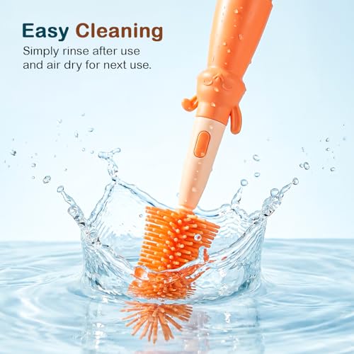 Image of TONY STARK Baby 3-in-1 Silicone Bottle Cleaning Brush Set | 360 Rotatable Handle, BPA-Free Soft Bristles for Cleaning Bottles, Nipples & Pacifiers Safely (Red)