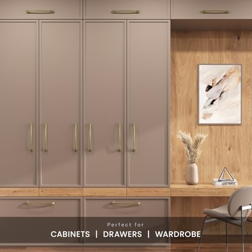 Image of LAPO 10 Inch Pull Handles for Home, Suitable for Cabinet and Storage Drawer, Strong Grip Design, Easy Screw Installation, Sturdy Structure & Modern Design, Hole to Hole 23.4 cm (Green Gold, Pack of 2)