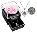 Produktbild Ewige echte Rose mit I Love You Halskette 100 Sprachen Schmuck Geschenkbox Ewige echte Rose für Valentinstag Muttertag Hochzeit Jahrestag Geburtstag Geschenk für sie (Rosa)