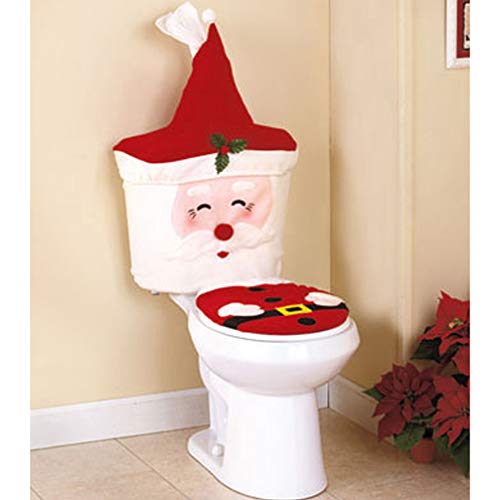 Amosfun Weihnachtsmann-Dekoration, WC-Deckelbezug, Weihnachtsmann-Muster, WC-Sitzbezug für Weihnachten, Badezimmer… – Bild 4
