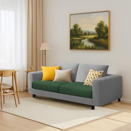 Image of Galib 2 Seater Sofa Set for Living Room (Green Grey Fabric) Premium Fabric Sofa Set