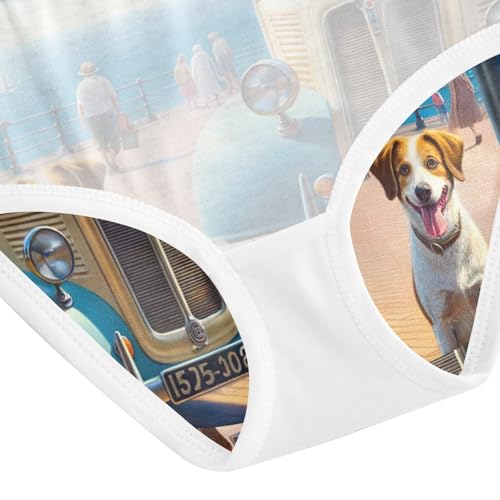 Dog Summer Ice Cream Car Underwear Girls, Toddler Girl Briefs, Girls' Cotton Brief Underwear, 2–8 Years4