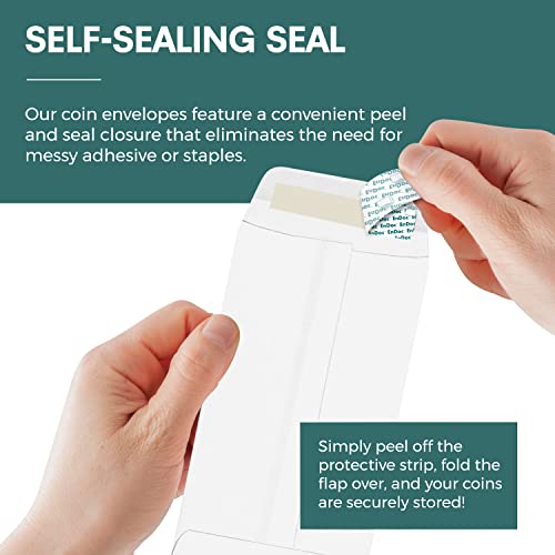 500#7 Coin Envelopes, Self Seal Cash Envelopes For Budgeting, Seeds, Small Parts, Credit Cards, Gift Cards, Tips, And More, Heavy Duty 24 Lb Paper, 3.5 X 6.5 Inches, White #TOP2