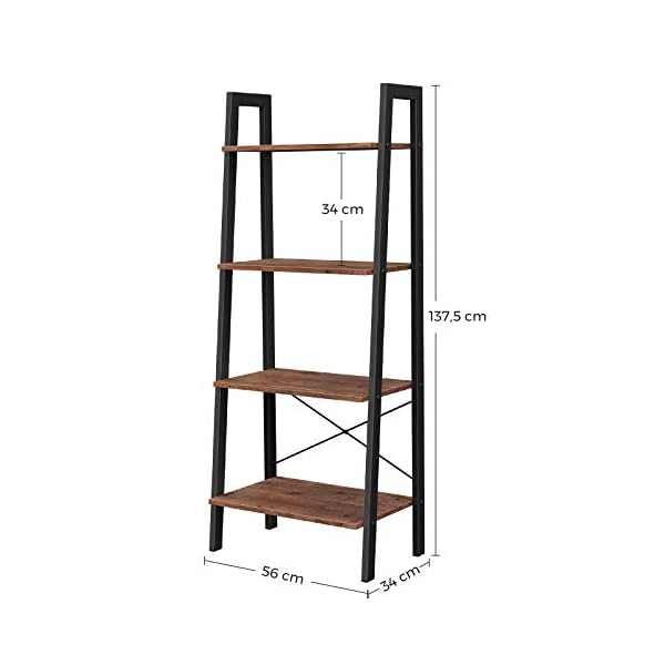 VASAGLE Standing shelf, bookshelves, 4 levels ladder shelf, sturdy metal for the frame - Image 8