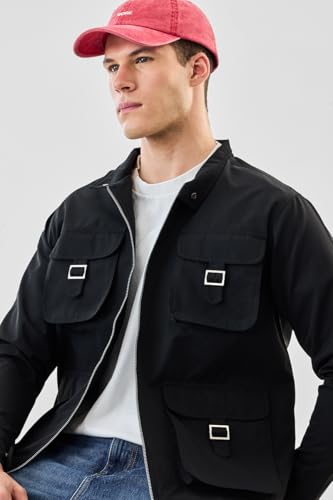 Image of SNITCH Men Casual Jacket | Regular Fit Textured Pattern With Lapel Collar & Full Sleeve | Polyester Blend Zip Closure For Everyday Street Style & Layering