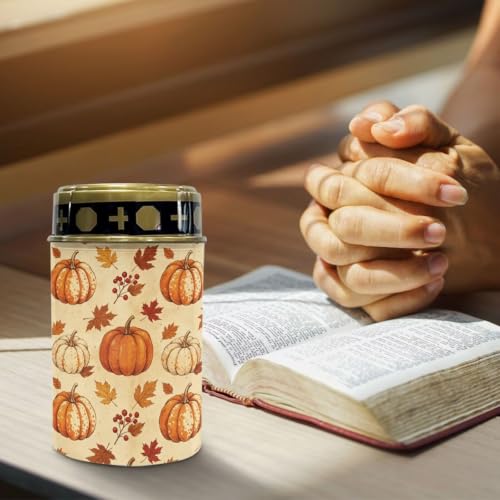 Image of Poceacles Solar Powered Flameless Candle Cemetery Votive Candles Waterproof Outdoor Memorial Solar Stake Lights Home Outdoor Decoration, Pumpkin Fall Leaf Beige, Set of 6