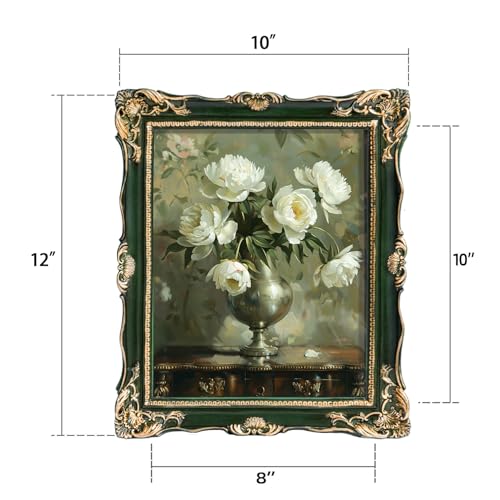 Image of Saysmile Vintage 8x10 Picture Frame Green, Textured Antique Picture Frames with Embossed Flower Design, Ornate Frame for 8x10 Photo, Resin Antique Frames Tabletop & Wall Hanging, Home Decor