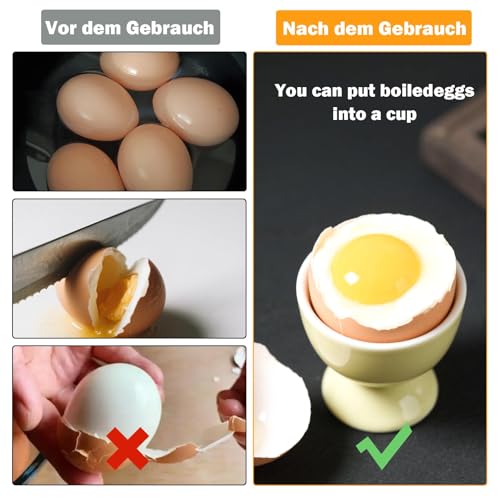 Hongoen 9 Stück Eierbecher Porzellan,Eierbecher Keramik,Eierbecher Porzellan Eierbecher Set,PP-Material Round Egg Cups 4.4 X 4.6 cm,Frühstück Eierhalter Geschirr,EierStänder Eierhalter für Hart – Bild 5