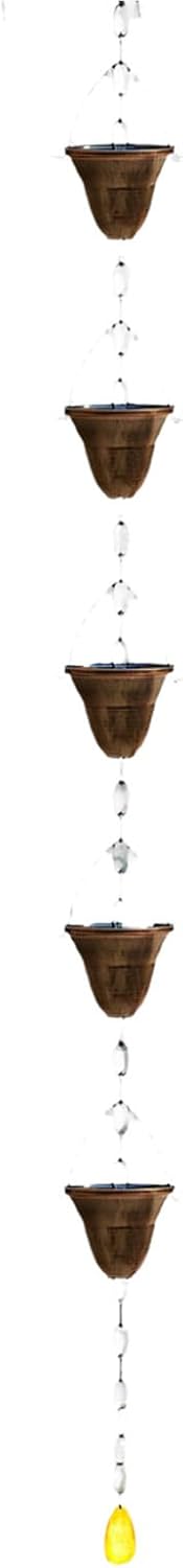 Black Iron Rain Chain Featuring 5 Unique Cups Ideal for Garden Terrace and House Exterior 4 Feet Sooty Rain Chain