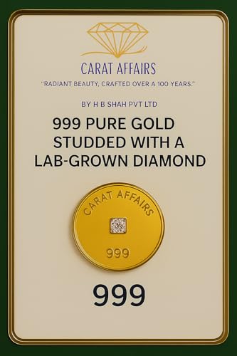 24K Pure Gold (THIN), 100MG with 0.15 Carat Lab Grown Diamond, 999 Fine ...