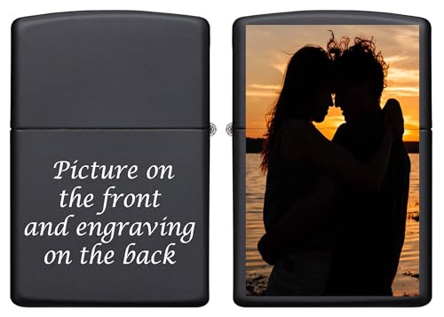 Encendedor Zippo personalizado con foto y grabado negro miniatura 1