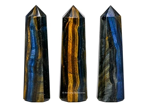 Image of Amazing Gemstone Multi Tiger Eye Crystal Towers - Natural Healing Crystal Point Obelisk for Reiki Healing and Crystal Grid (3 inch to 4 inch INCH)