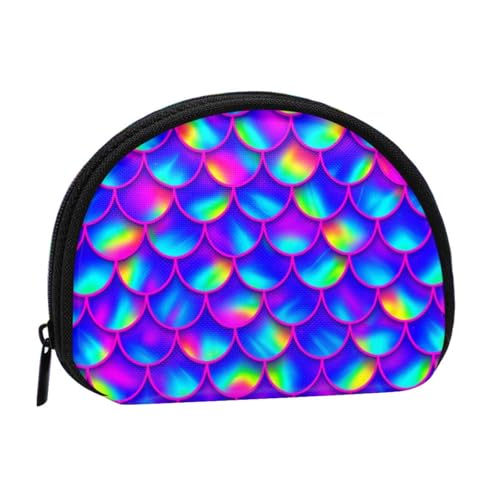 Portable Coin Purse Glowing Fish Scales Mini Zippered Money Pouch Card Holder