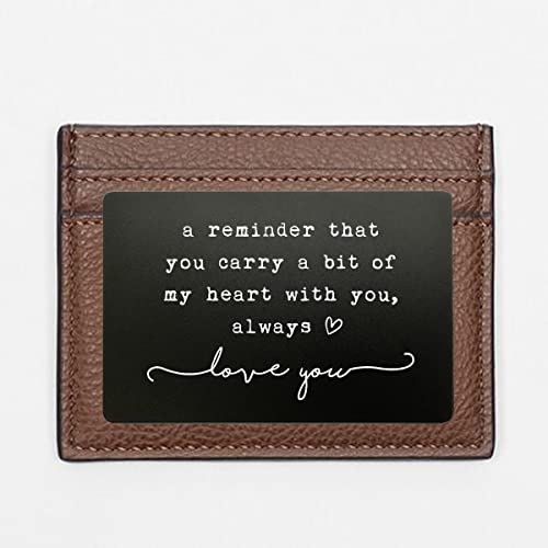 Wallet Insert, Engraved Gift For Him, Valentine’s Day Gift, Birthday Gift, Hubby Gift, Engraved Wallet Insert Card, Reminder You Carry My Heart, Fiance Gift, Husband, Wife, Boyfriend (Black)2