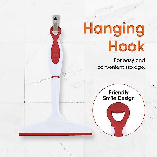 Image of Superio Rubber Squeegee, 2 Pack, Streak Free All Purpose Window Squeegee, Comfort Grip Handle and Hanging Hook (Grey- Red, 6 Inch- 2 Pack)