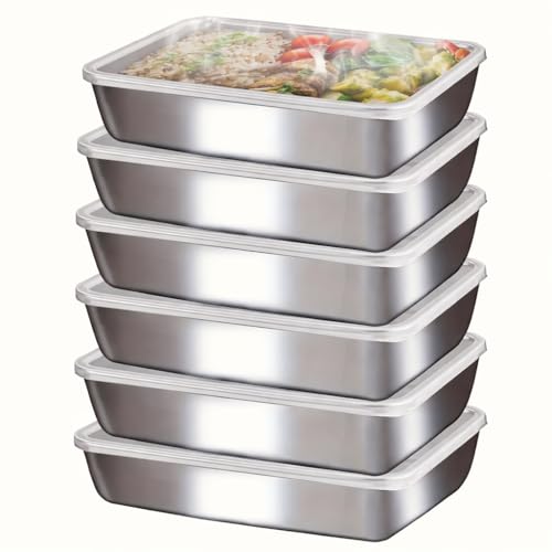 Image of Stainless Steel Food Storage Container with Clear Lid | Airtight Leakproof | Food Serving & Stackable Food Tray for Kitchen, Meal Prep, Office, Gym, Freezer & Microwave Safe (2000ML) - 6
