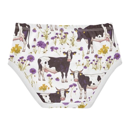 Wusikd Black White Cow Girls' Underwear Cotton Print Daisies Girls Briefs Soft Toddler Underwear 2T2