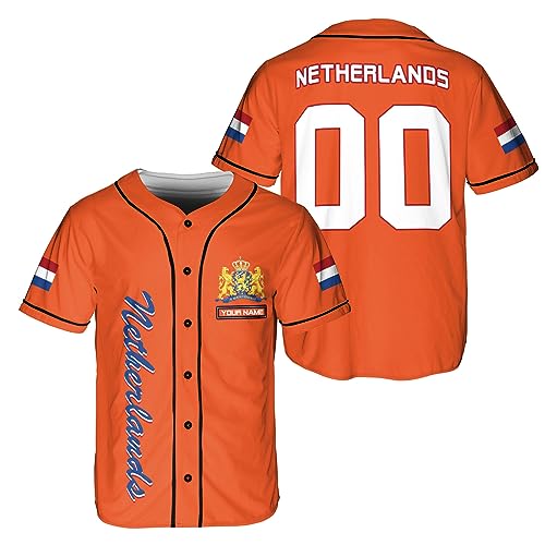 Leeprints Personalized Netherlands Jersey, Netherlands Soccer Shirt Baseball Dutch Pride Flag Jersey Men Women Country Shirts