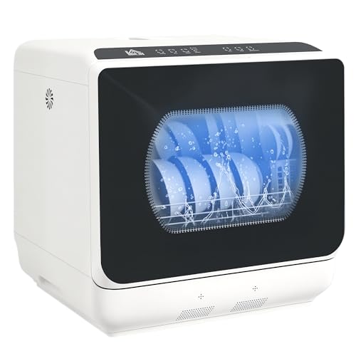 HOMCOM Tischgeschirrspüler mit/ohne Wasseranschluss benutzbar Mini Geschirrspüler mit Platz für 4 Maßgedecke, 6 Programmen, eingebautem 6-Liter-Wassertank, für Büro,Camping, Wohnmobil, Weiß HOMCOM Tischgeschirrspüler mit/ohne Wasseranschluss benutzbar Mini Geschirrspüler mit Platz für 4 Maßgedecke, 6 Programmen, eingebautem 6-Liter-Wassertank, für Büro,Camping, Wohnmobil, Weiß
