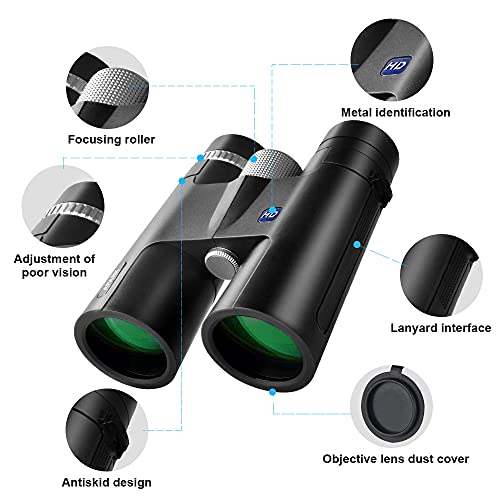 Fernglas 12x42 HD Kompaktes, Wasserdichtes und Beschlagfreies Zoom-Fernglas Mit Ultraklarem Sichtfeld Kann für Reisen… – Bild 4