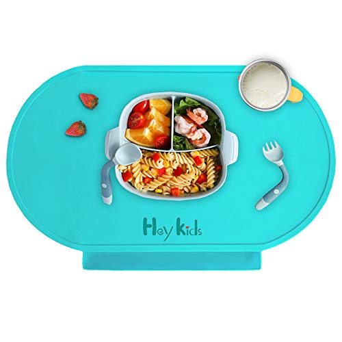 Image of Silicone Placemat for Babies,Reusable Food Catching Placemats for Kids Baby Toddler, Dining Feeding Mat, Dishwasher Safe, Dark Green1111