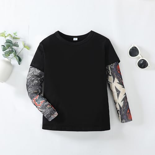 Image of Kids Tattoo Sleeve T-Shirt Personal Top Toddler Boys Girls Long Sleeve Tee Shirt