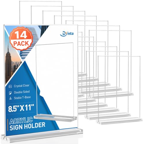 14 Pack Acrylic Sign Holder 8.5 x 11 Inches, Double Sided Table Sign Holder