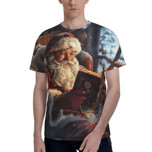 T-shirt imprimé Merry Christmas homme col rond confortable mode hiver