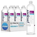 Propel Berry, Zero Calorie Sports Drinking Water with Electrolytes and Vitamins C&E, 1 Liter Bottles (6 Pack)