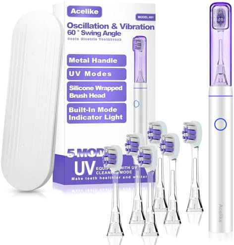 Metal Electric Toothbrush with UV Mode, Vibration and Oscillation...