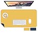 Tapis De Bureau - Sous Main En Cuir Pu - Tapis De Table Pour Ordinateur Portable - Bureau De Tapis De Bureau Étanche Pour Maison / Bureau Double Face (Jaune Bleu marine, 80x40cm)