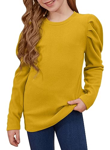 Image of blibean Tween Girls Puff Sleeve Shirts Stylish Fall Tops Size 4-15 Years Old