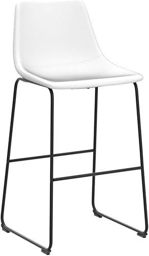 Miniatura 5 de NicBex Taburetes de bar retro de cuero de caballo loco con patas de metal, taburetes de bar para isla de cocina, juego de 2, (color blanco) Negro