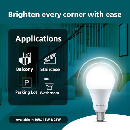 Image of Philips 25W Motion Sensor LED Bulb | Cool White 6500K | B22 Base | Auto On /Off Sensor Light | Energy Efficient & Hands-Free Lighting | Pack of 10