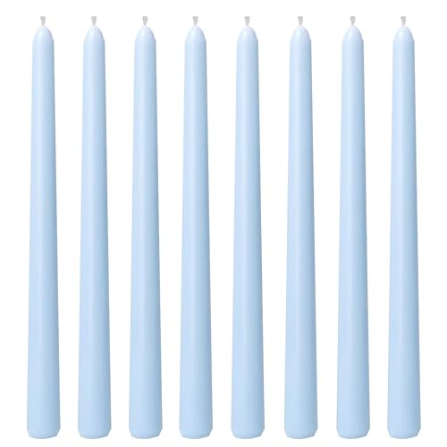 8 Pack 10 Inch Baby-Blue Smooth Taper Candle Set 7/8 Inch Unscented Driples Candlesticks for Home Decoration 6-7 Hours Burn