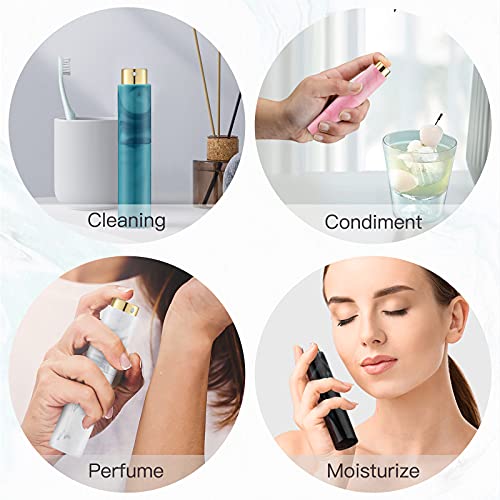 Image of 10ML Perfume Atomizer Travel (4 PCS), Refillable Cologne Containers, Dispenser Spray Empty Bottle for Mini Sprayer Size (Black&Pink&White&Blue, Marble)