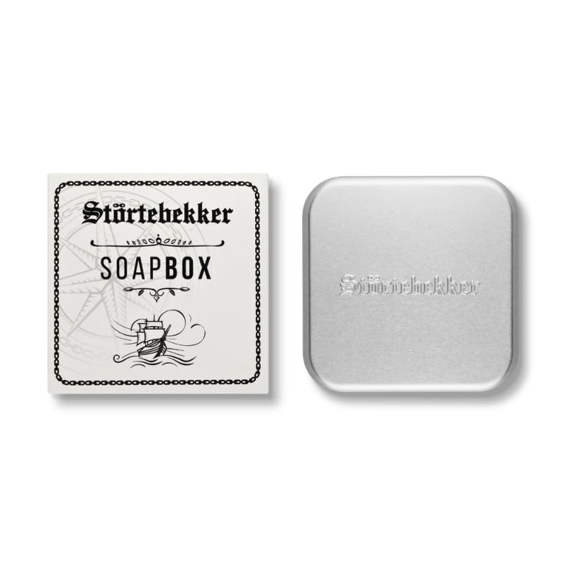 Störtebekker jabón de afeitar y juego de jabón - Juego de jabón de aluminio con jabón de afeitar en diferentes variantes - Jabón de afeitar vegano hecho a mano en fábrica de jabón (Sándalo)