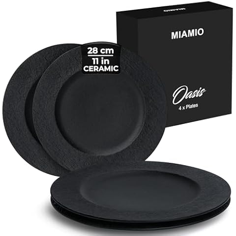 MIAMIO Set of 4 Ceramic Dinner Plates Cover