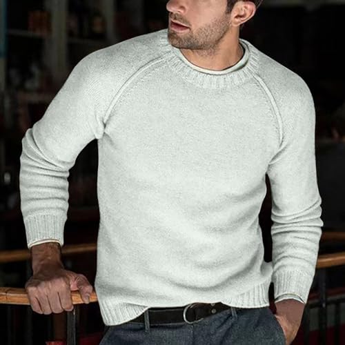 Mens Raglan Sleeve Sweater Crewneck Pullover Sweater Long Sleeve Knit Sweater Casual Plus Size Sweater Fall Winter Tops2