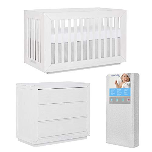 Evolur Maddox Modern Crib & Small Chest with Free 260 Coil Crib & Toddler Mattress