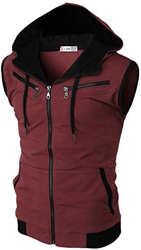 Mens Casual Slim Fit Zip-up Hoodie Vest Lightweight Sleeveless Hooded