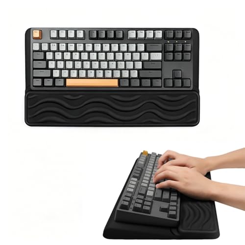WhimsiNova キーボードスタンド リストレスト付き パームレスト キーボード 傾斜台 手首置き 疲労低減  高さ調整 低反発 安定感UP ソフトメモリーフォーム採用 クッション ゲーミング/タイピングに最適 (ブラック)