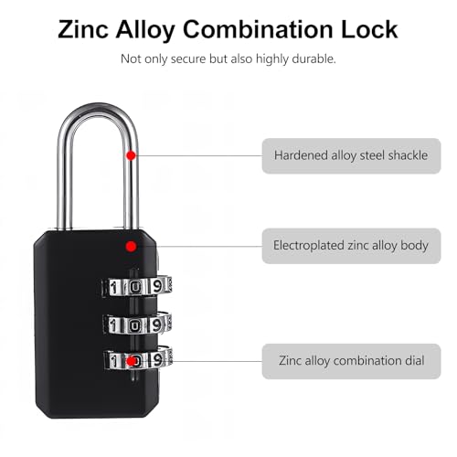 2-Pack Customizable Black Luggage Locks – Set Your Own Combination, Secure Travel Padlocks for Suitcases, Backpacks, and Bags4