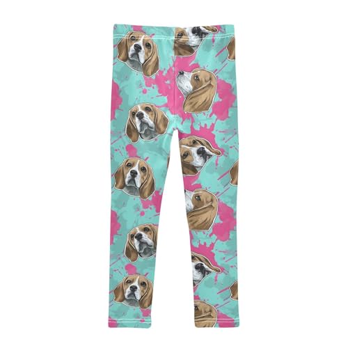 Cartoon Dog Splash Ink Girls Leggings Ultra Soft Compression Yoga Gym Pants for Kids 4-10T2
