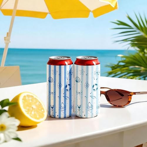 Image of Beach Blue Bachelorette Party Slim Can Cooler for 12oz Tall Can 12 Pack